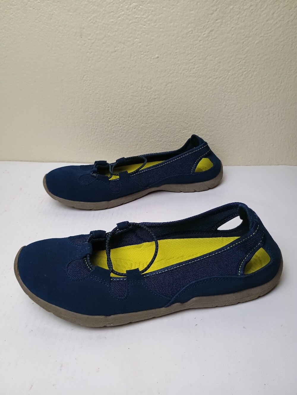 Lands' End 9.5B Navy Blue Slip-On Mary Jane Ballet Flats Breathable Washable